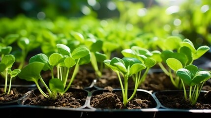 Detailed view of pumpkin plants in their early stages with vigorous green foliage