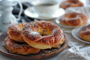 Obraz na płótnie Canvas Photo of tasty national eastern, turkey simit bakery 