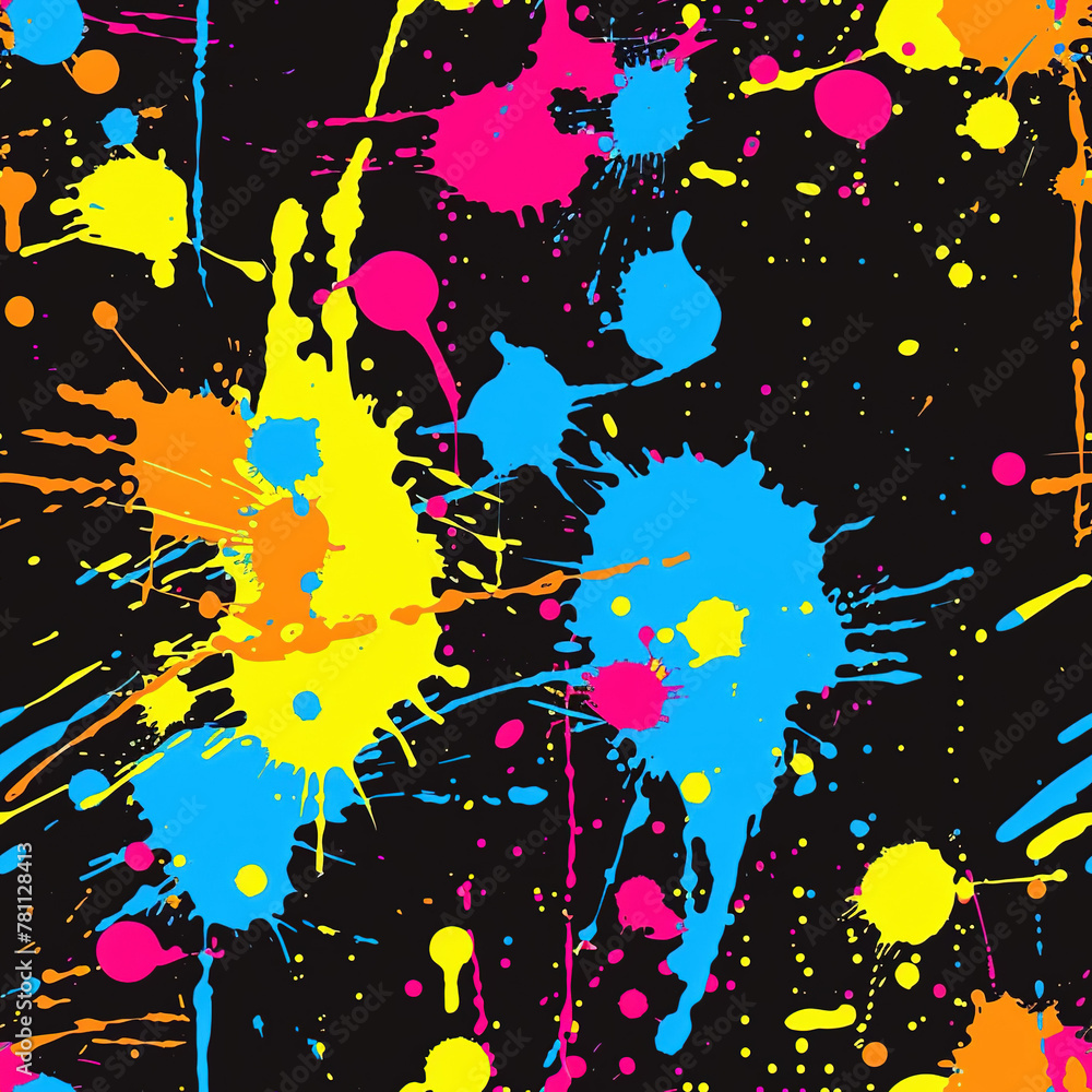 Poster paint splatter seamless patterns