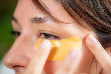 Reducing puffiness and rejuvenating tired eyes with undereye bag beauty pads, perfect for a...