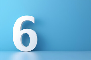 Number 6 text on a clean blue background