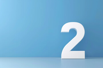 Number 2 text on a clean blue background