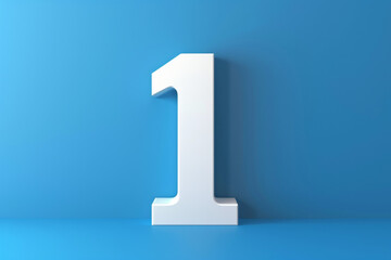 Number 1 text on a clean blue background