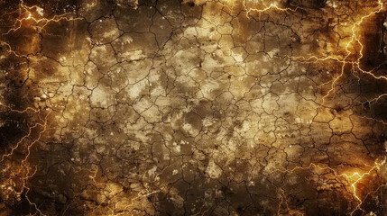 Abstract golden crackled texture with fiery veins.