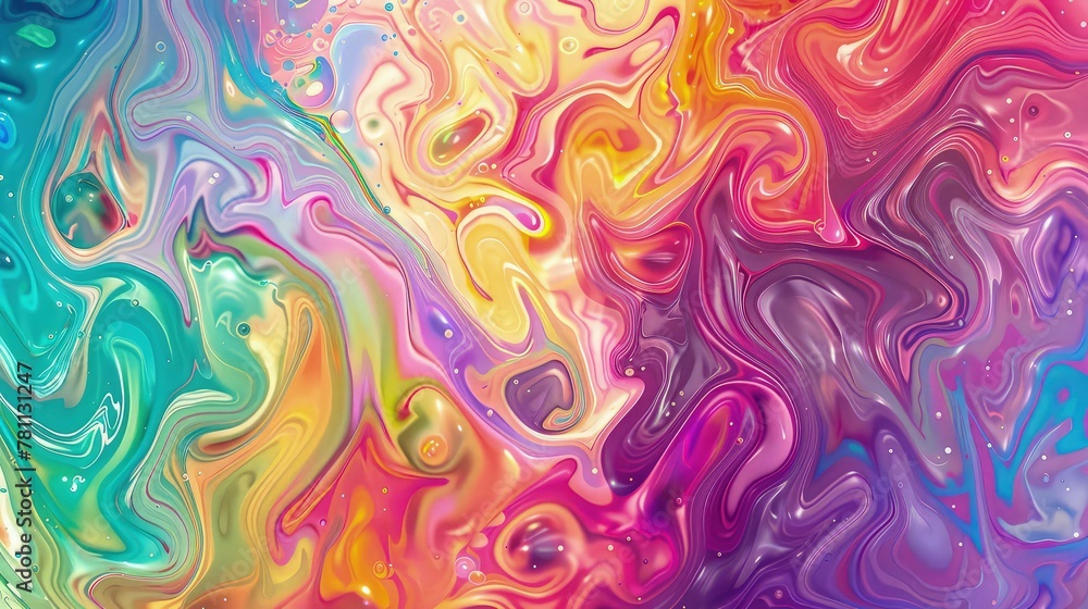 Poster a stunning abstract composition featuring colorful paints flowing in smooth, wavy lines. the paints 