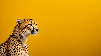 Close up of cheetah looking into the distance.