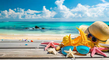 Beach Accessories on Deck for Summer Holidays