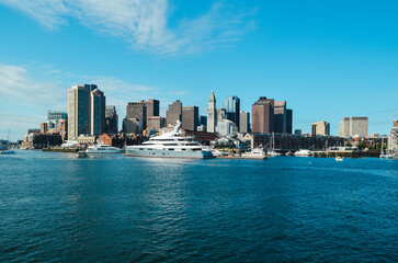 Boston Skyline, Massachusetts, USA. View from Boston Harbor.
