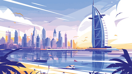 Hand drawn sketch of Dubai crick Abra in vector Ill - obrazy, fototapety, plakaty
