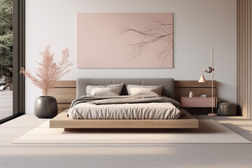 Minimalist bedroom with a zen atmosphere in a modern style