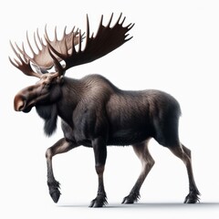 Image of isolated moose against pure white background, ideal for presentations
