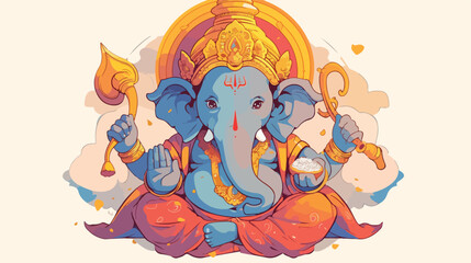 Hand drawn sketch of Lord Ganesha in vector illustr