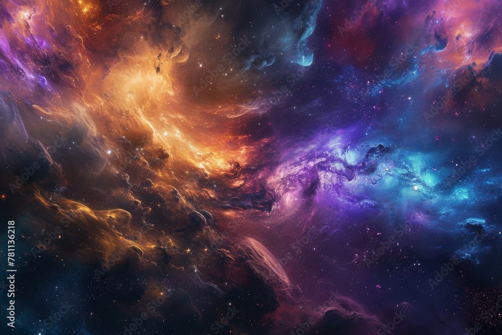 Canvas Prints a vibrant image capturing a space abundant with stars and clouds, showcasing the mesmerizing beauty 