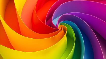 Rainbow colored paper rolled into a spiral
