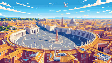 Hand drawn sketch of St. Peters Square is a large p