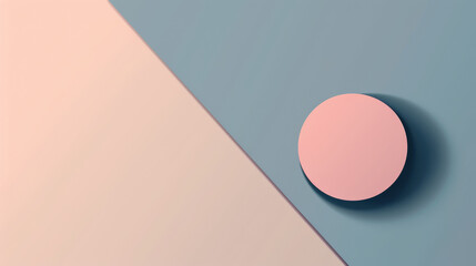 Pink circle centred on a split pastel pink and blue background.