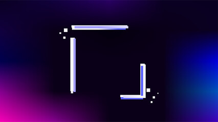 Glowing cyber blue neon box frame at the center of a dark gradient background