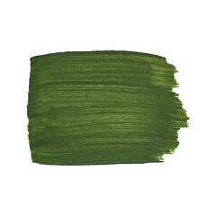Acrylic dark green texture, brush stroke, hand drawing isolated on white background.