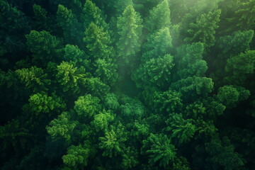 Fototapeta na wymiar forest ecosystem and healthy environment, Rain forest, Trees, aerial shot , Lush Green Rainforest Canopy, generative AI 