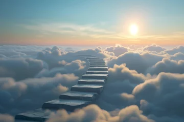 Foto op Canvas A staircase to heaven on clouds © grey