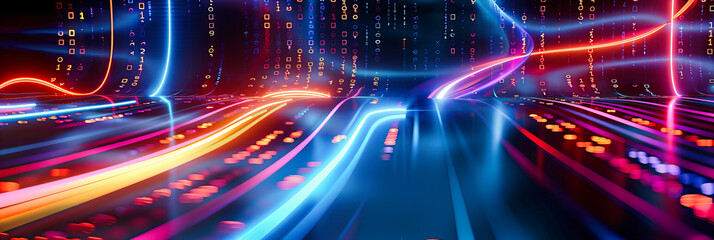 City Speed Lights at Night, Abstract Urban Background, Futuristic Cityscape, Fast Motion and Modern Life Concept