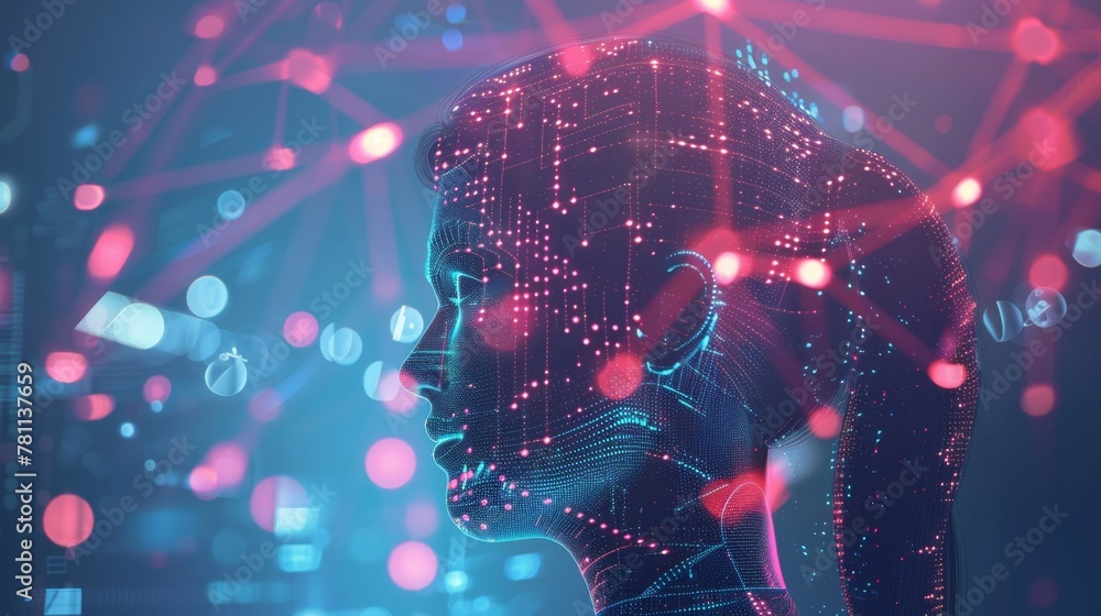 Poster futuristic concept of robot learning and artificial intelligence development