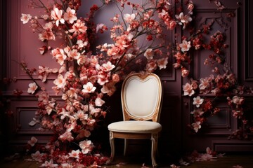 A white toilet placed in front of a colorful wall of flowers. Suitable for bathroom design concepts