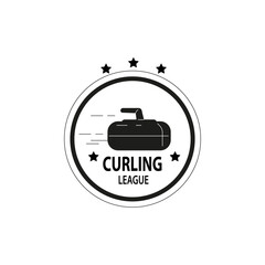 Fototapeta premium Vector logo in black on a white background with the image of a curling sports equipment