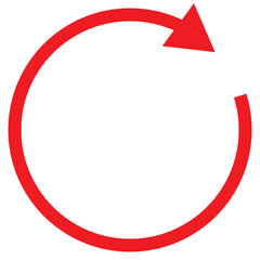 Circular arrow for cycle, loop, sync or rotation related icon. Red circular arrow icon isolated. 