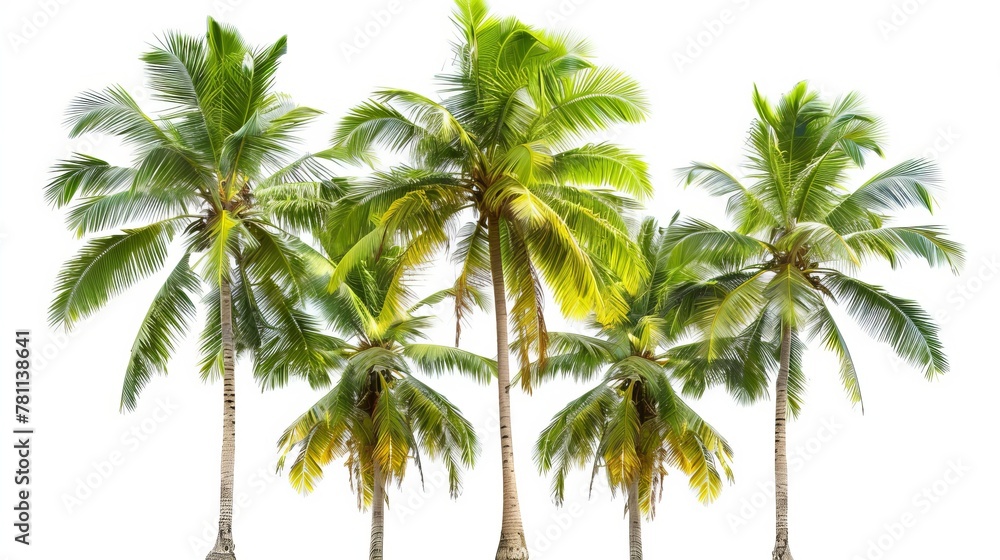 Poster Trees with coconuts on a white background