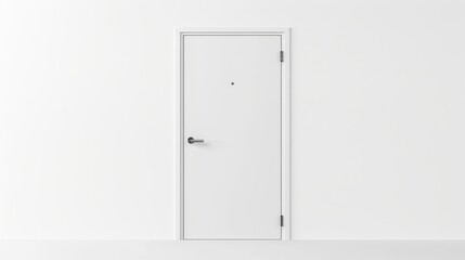 Isolated studio shot of white metal door on white background