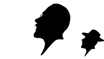Toulouse-Lautrec portrait, black, isolated silhouette
