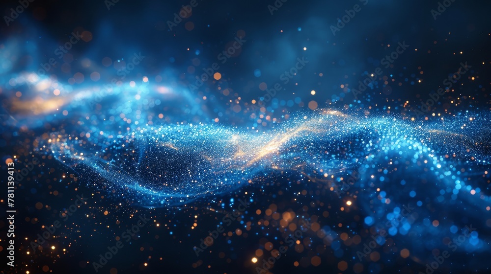 Aufkleber light glitter background effect with blue glow and sparkles. magical stardust light sparks in explos