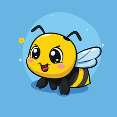 Kawaii cute honey bee cartoon illustration