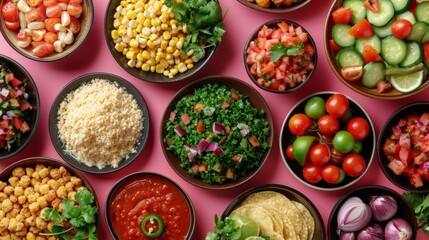 Diverse Mexican Food Spread on Vibrant Tabletop - An Assortment of Traditional Dishes