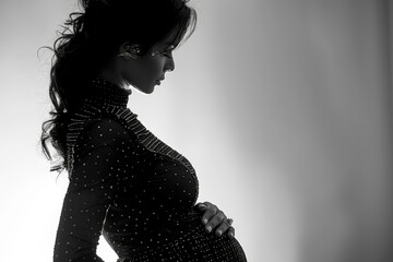 A close-up intimate shot accentuating the curves of a pregnant woman's abdomen - obrazy, fototapety, plakaty