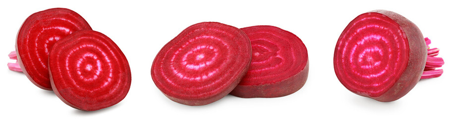 sliced beetroot isolated on white background. clipping path