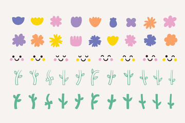 Kawaii flowers creator in doodle style