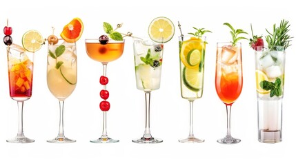 Classic cocktail set isolated on white