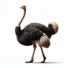 Image of isolated ostrich against pure white background, ideal for presentations
