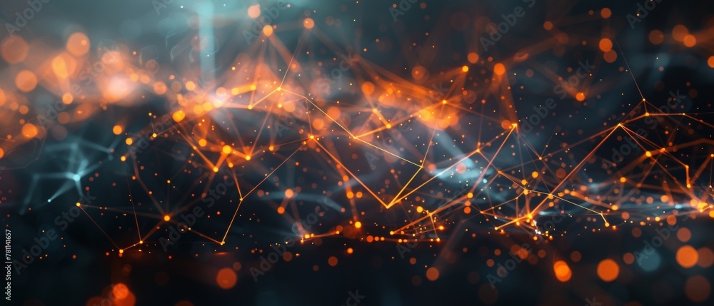 Poster abstract network connections with glowing nodes