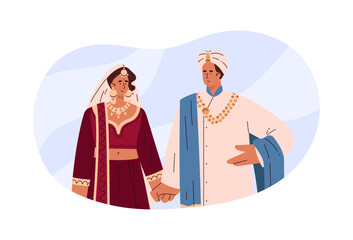Traditional Indian wedding attire vector illustration