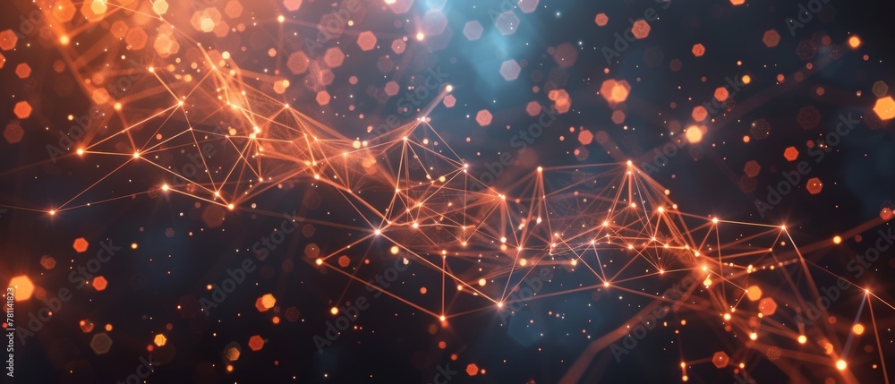 Poster abstract network connections with glowing nodes