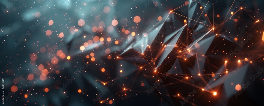 Poster abstract network connections with glowing nodes