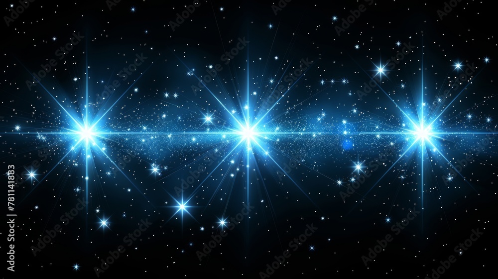 Poster stars with light glow effect isolated on transparent background.