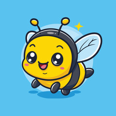 Obraz premium Kawaii cute honey bee cartoon illustration