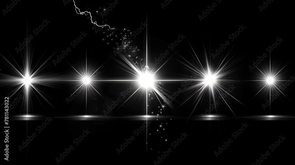Poster white transparent light effect set with lens flare, explosion, glitter, line, sun flash, spark and s