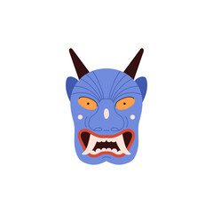 Traditional Kabuki vector mask with mythical creature.