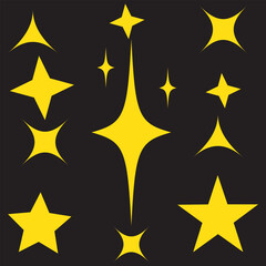 Twinkle star. Sparkling black and white symbol vector A set of original sparkling starter icons, a shiny shine, light effect stars,shiny flash,decoration twinkle,Glowing light effect. 11:11
