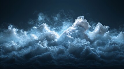Smoke over a black background. Brush effect clouds, abstract white clouds - obrazy, fototapety, plakaty